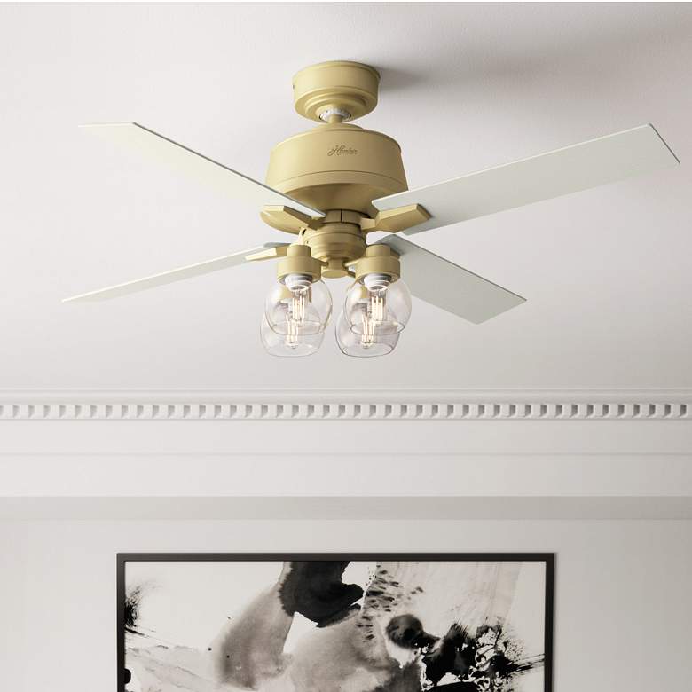 Image 1 52" Hunter Vivian Modern Brass LED Ceiling Fan with Remote Control
