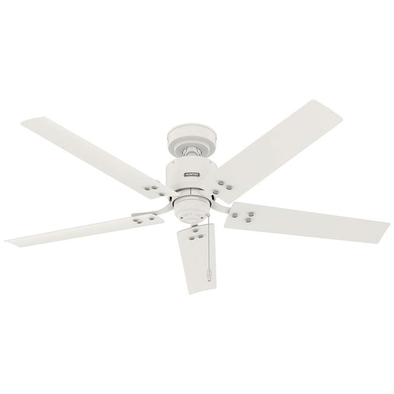 Image 1 52" Hunter Windbound Matte White Damp Rated Ceiling Fan and Pull Chain