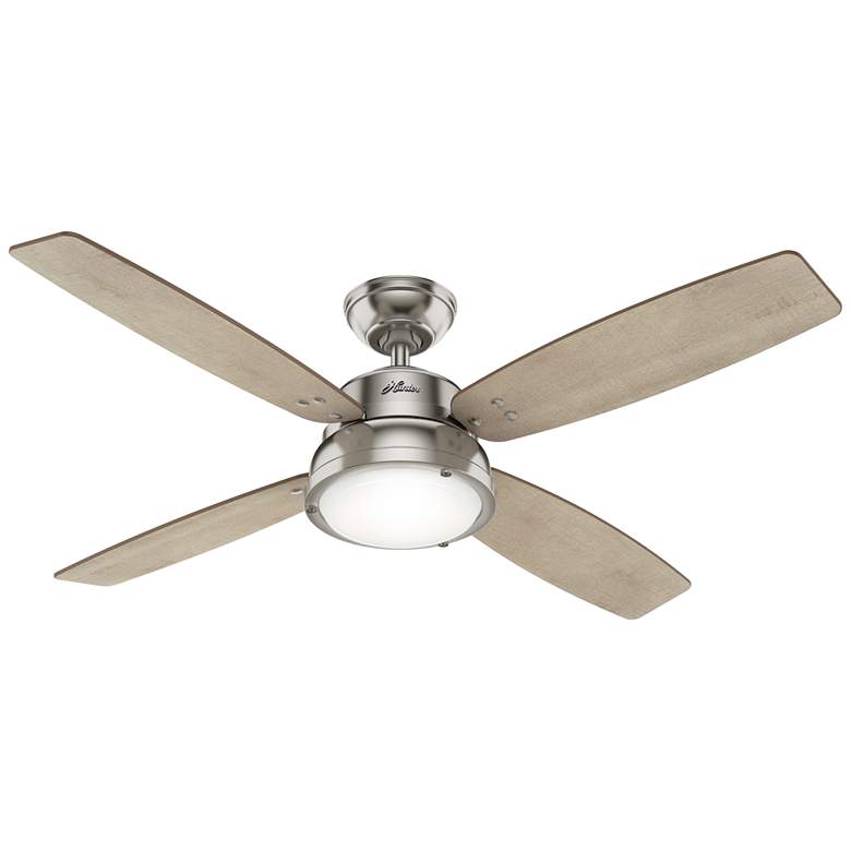 Image 1 52 inch Hunter Wingate Brushed Nickel Ceiling Fan with LED Light Kit