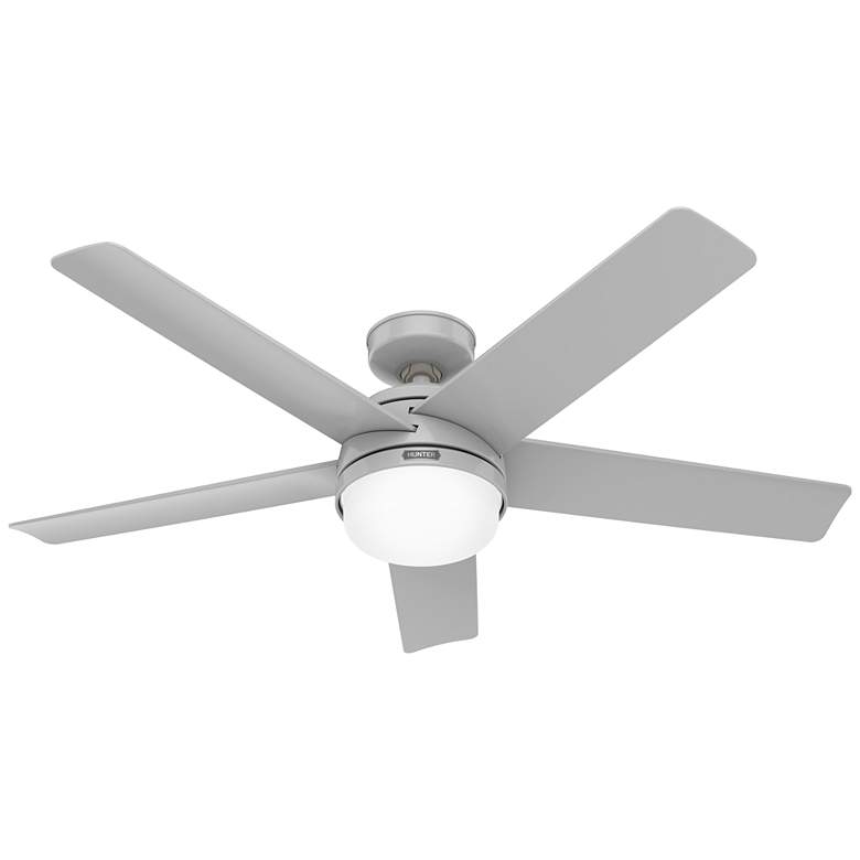 Image 1 52 inch Hunter Yuma Dove Grey Damp Rated LED Ceiling Fan with Remote