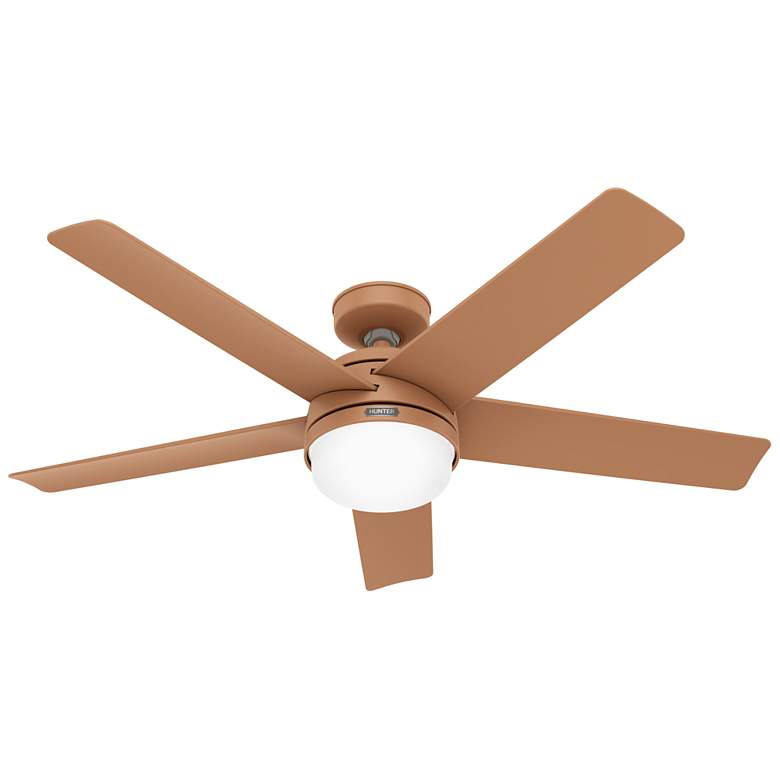 Image 1 52 inch Hunter Yuma Terracotta Damp Rated LED Ceiling Fan with Remote