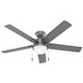 52" Hunter Zeal Matte Silver Pull Chain Ceiling Fan with LED Light