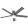 52" Hunter Zeal Matte Silver Pull Chain Ceiling Fan with LED Light