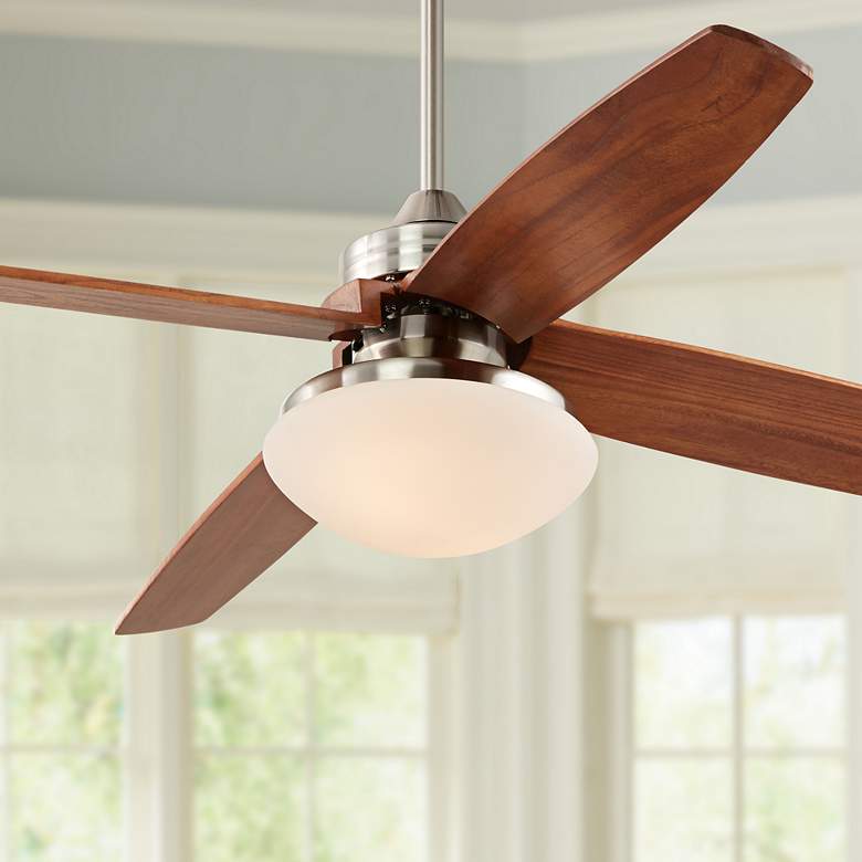 Image 1 52 inch Insite Brushed Nickel and Opal Glass LED Ceiling Fan