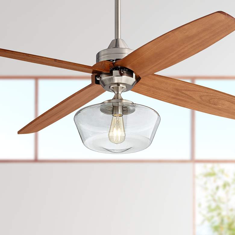 Image 1 52" Insite Brushed Nickel Schoolhouse LED Ceiling Fan