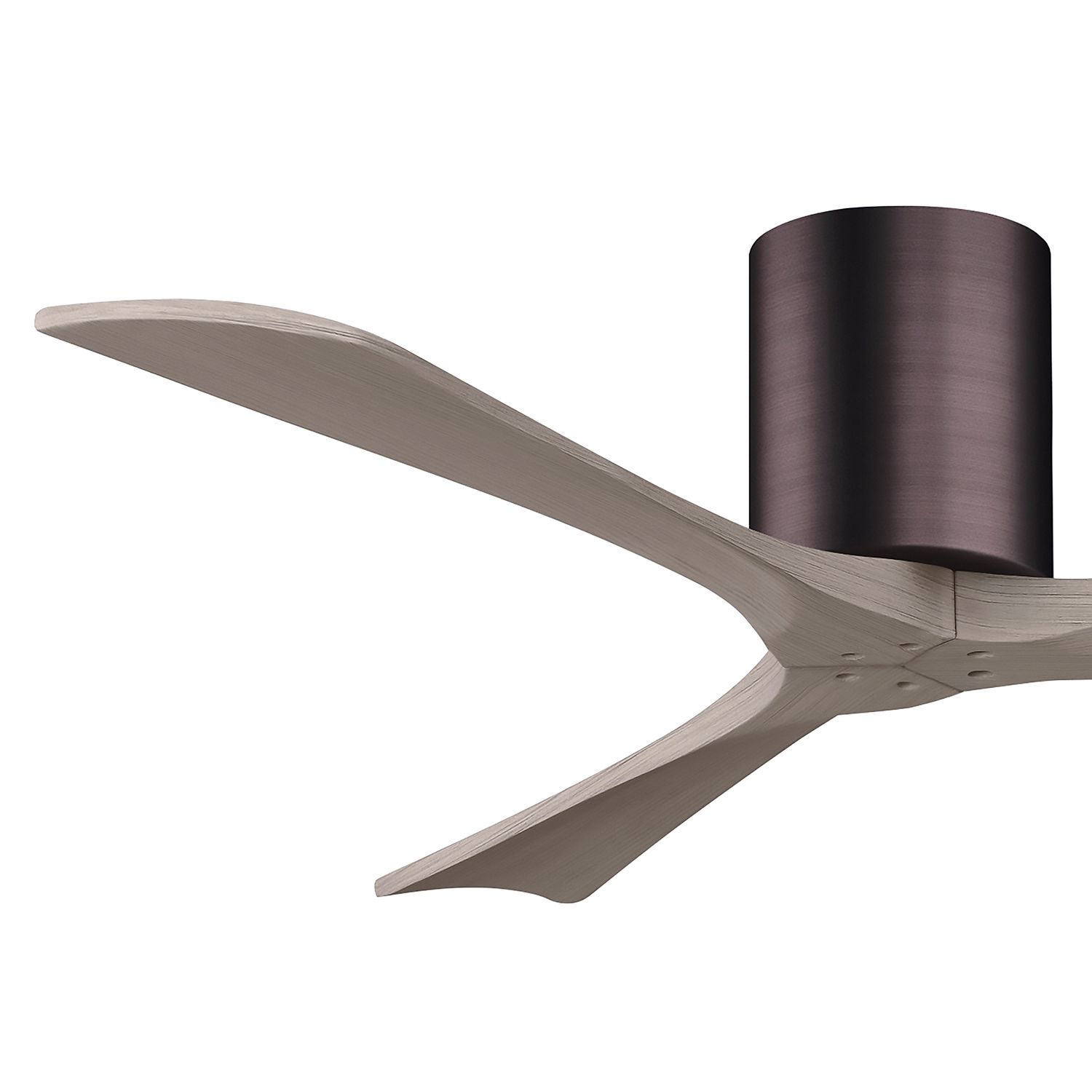 52" Irene-3H Brushed Bronze and Gray Ash Hugger Ceiling Fan