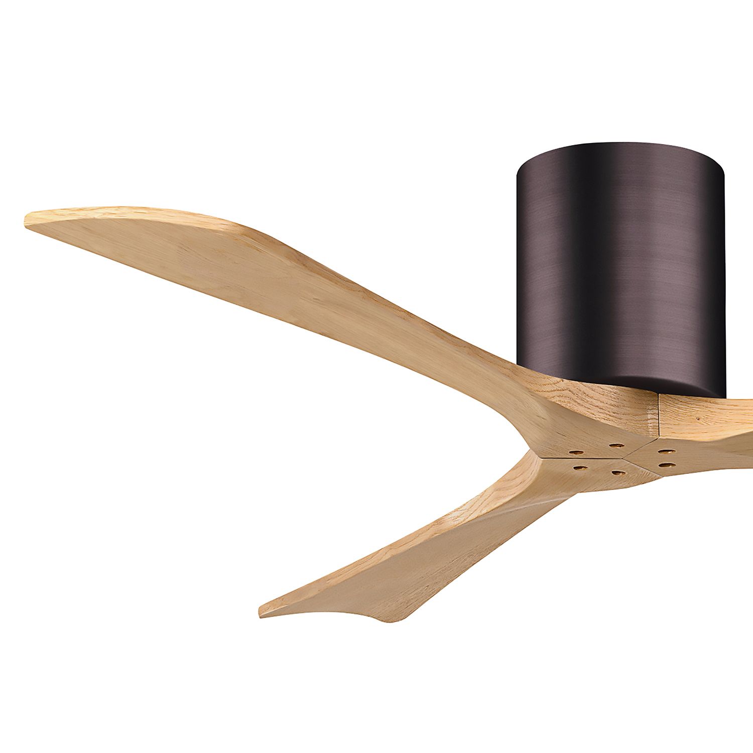 52" Irene-3H Brushed Bronze and Light Maple Hugger Ceiling Fan