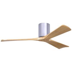 52&quot; Irene-3H Brushed Nickel and Light Maple Hugger Ceiling Fan