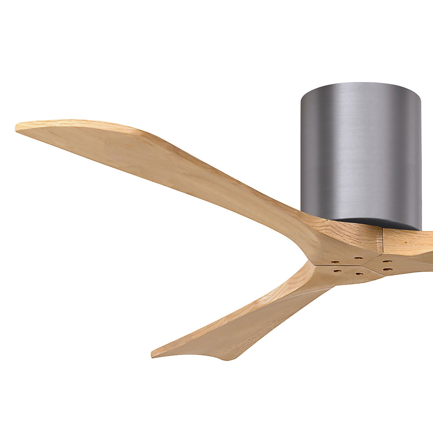 52" Irene-3H Brushed Pewter and Light Maple Hugger Ceiling Fan