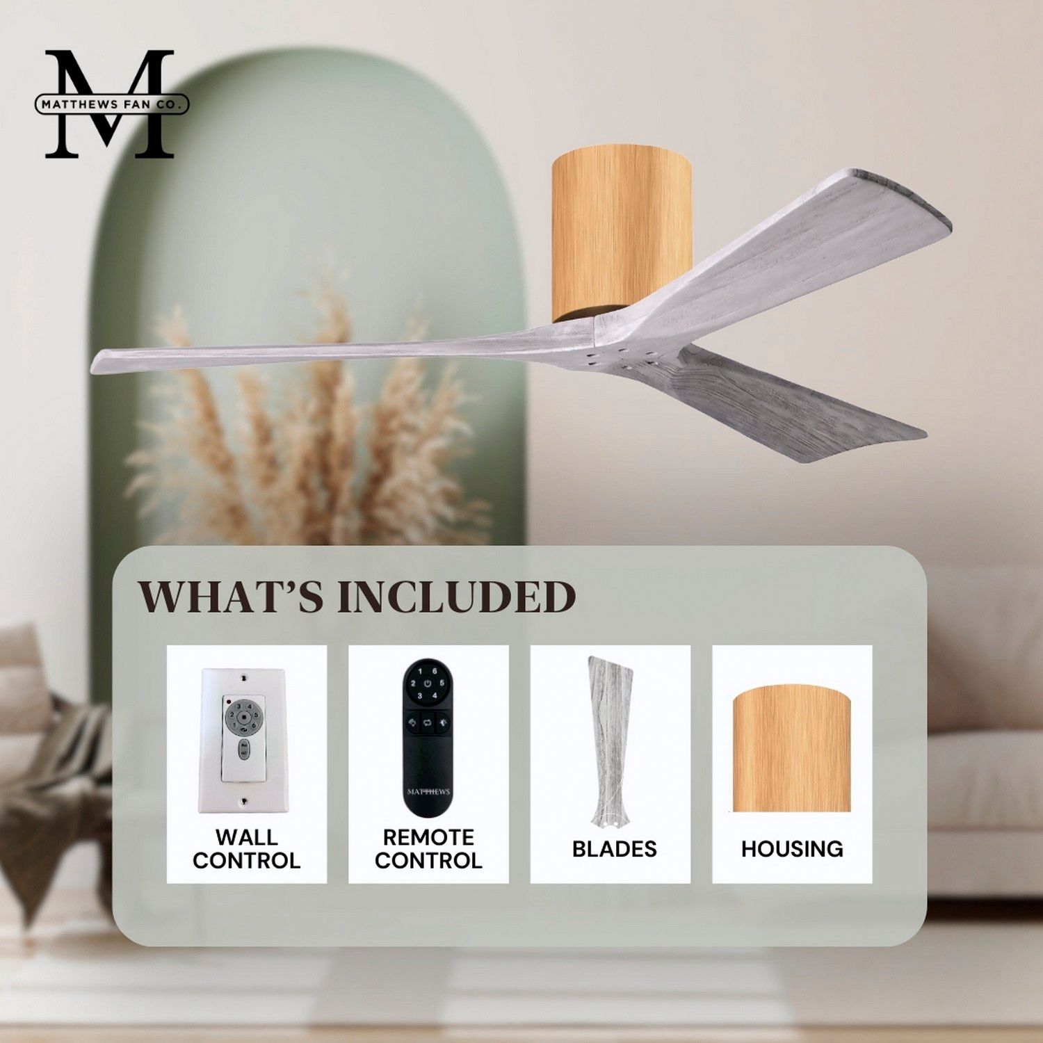 52" Irene-3H Light Maple and Barnwood Tone Ceiling Fan