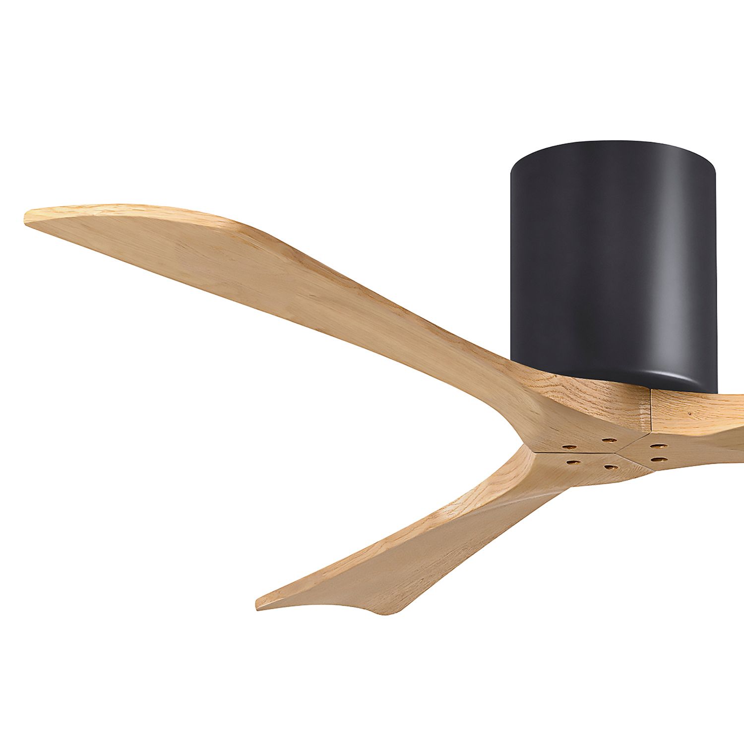 52" Irene-3H Matte Black and Light Maple Hugger Ceiling Fan