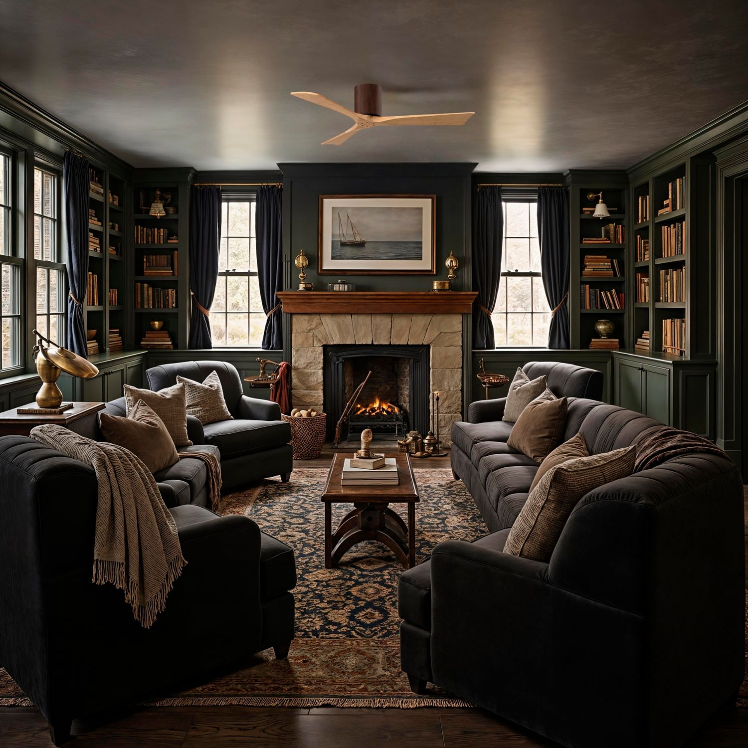 52" Irene-3H Walnut and Light Maple Ceiling Fan