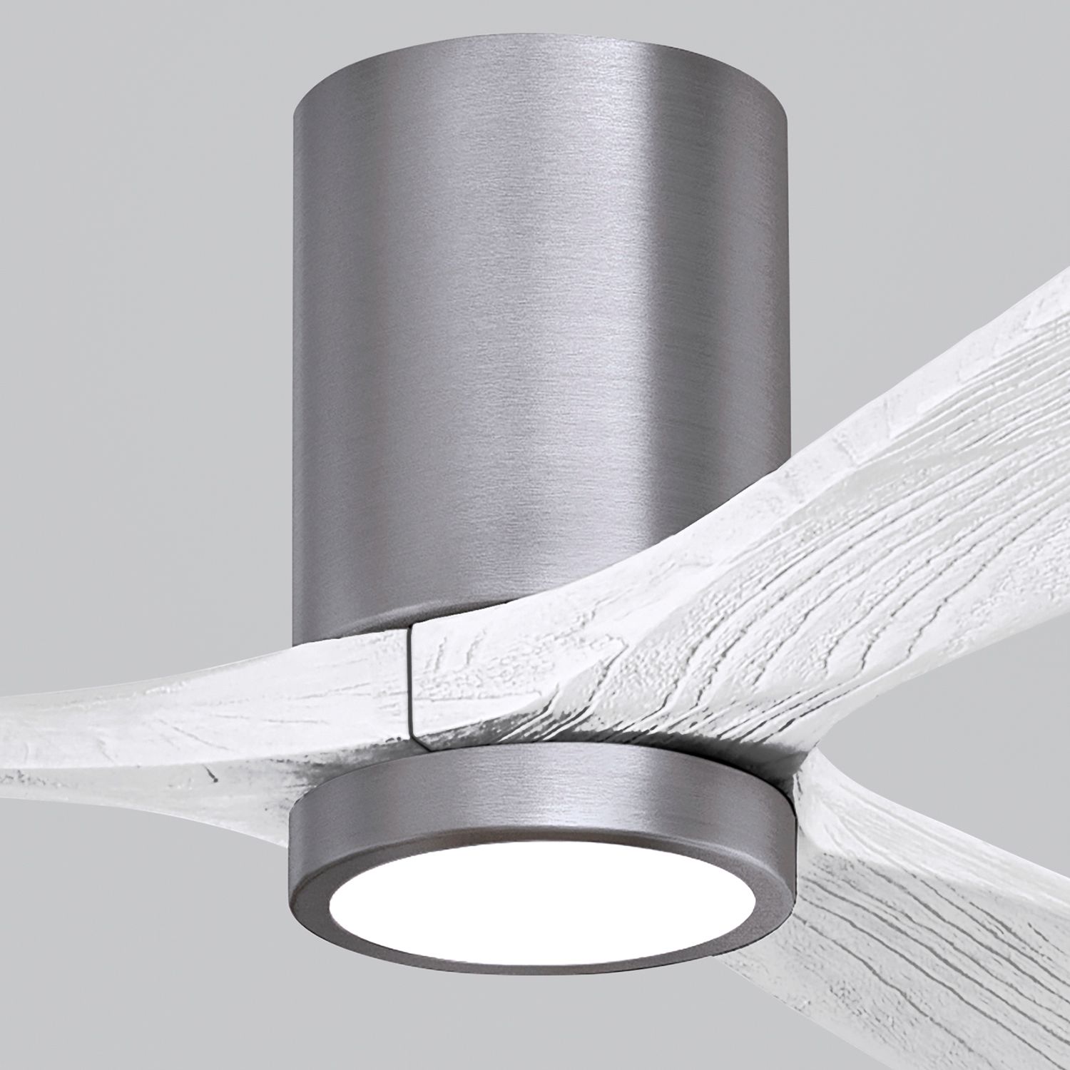 52" Irene-3HLK Brushed Pewter and Matte White Ceiling Fan