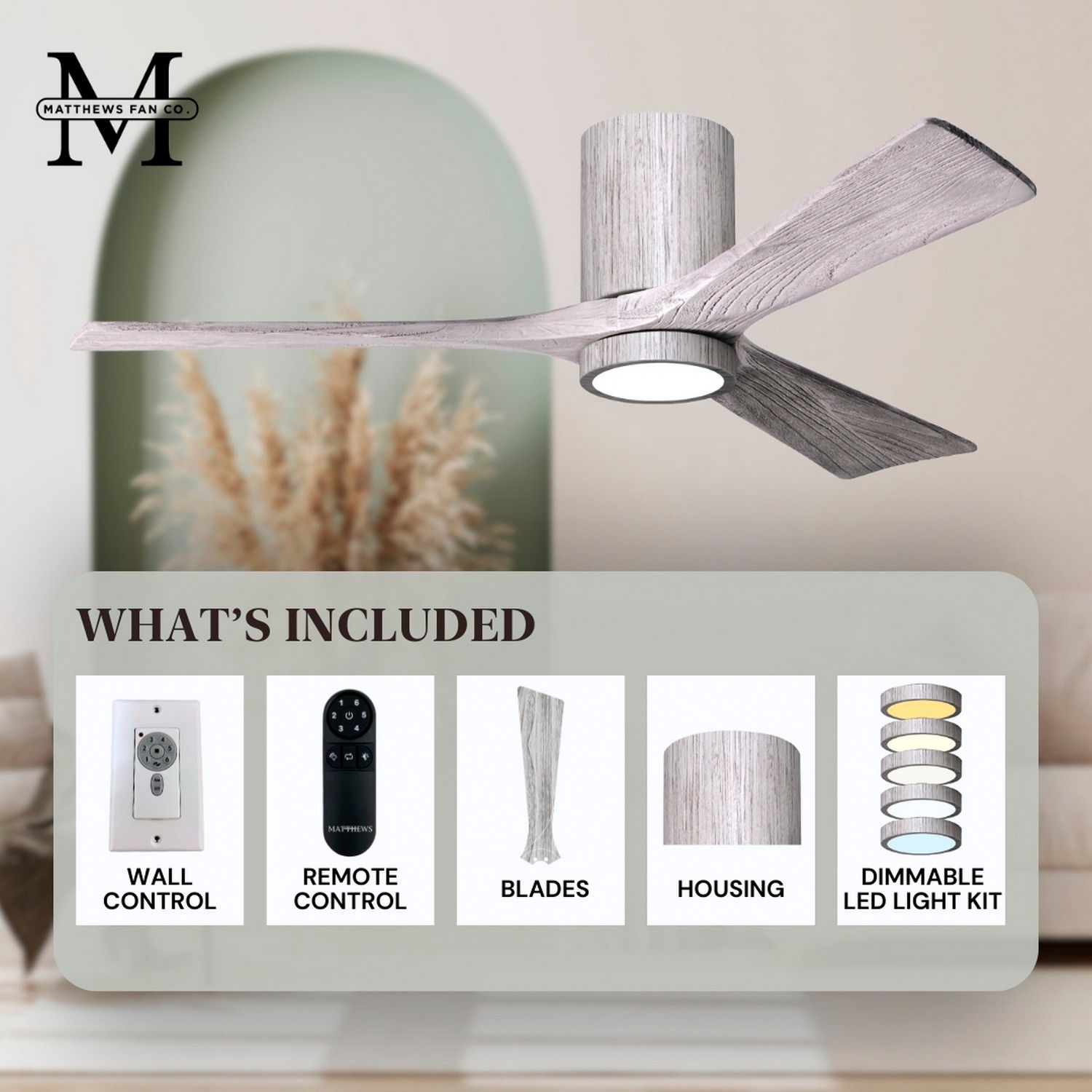 Image 7 52" Irene-3HLK LED Damp Rated Barnwood Hugger Ceiling Fan with Remote more views