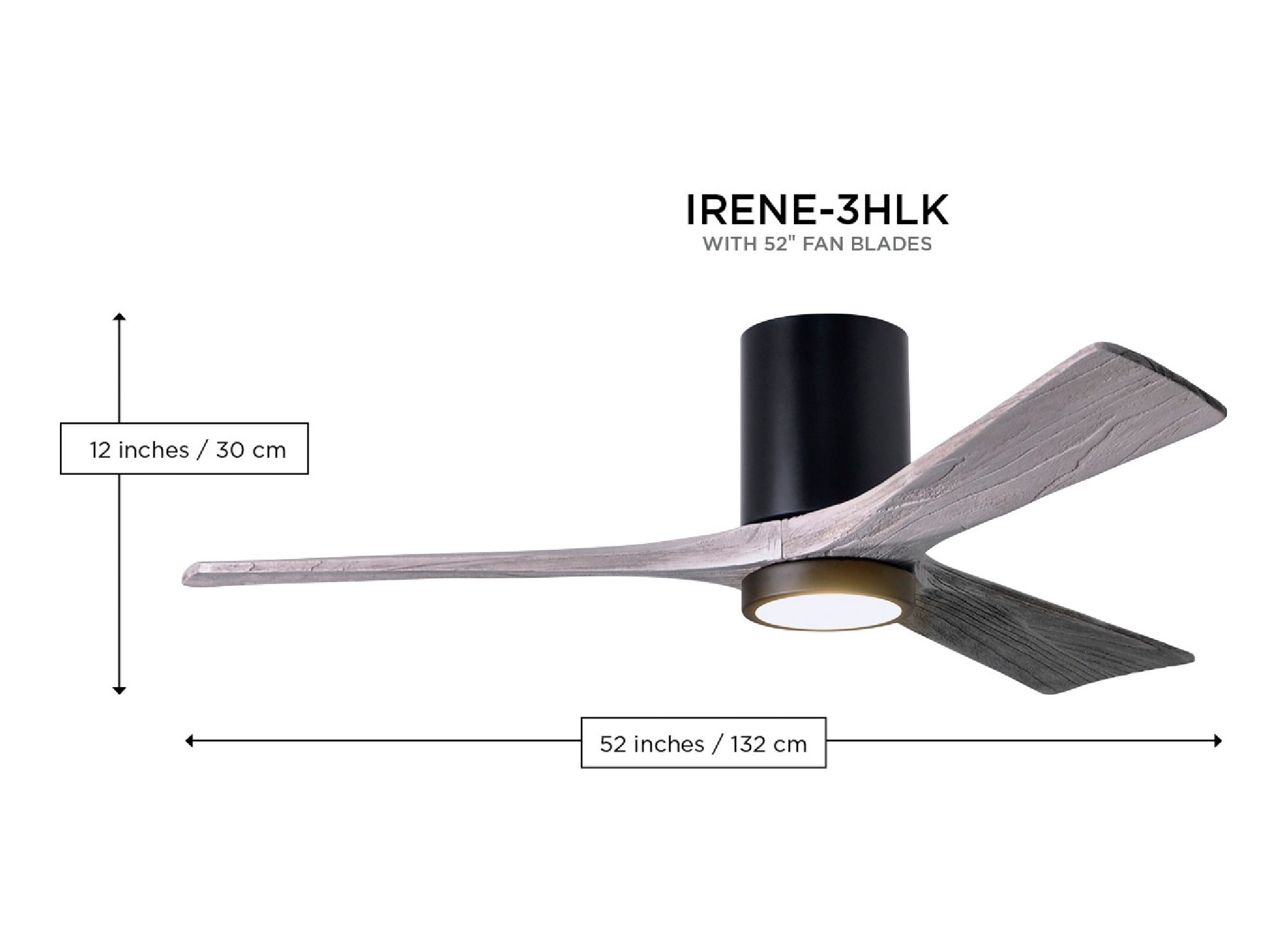 52" Irene-3HLK LED Damp Rated Barnwood Hugger Ceiling Fan with Remote