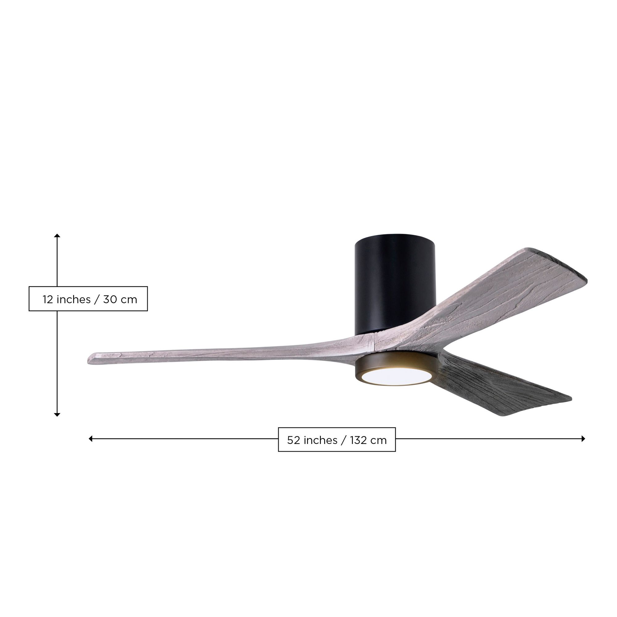 52" Irene-3HLK LED Damp Rated Barnwood Hugger Ceiling Fan with Remote