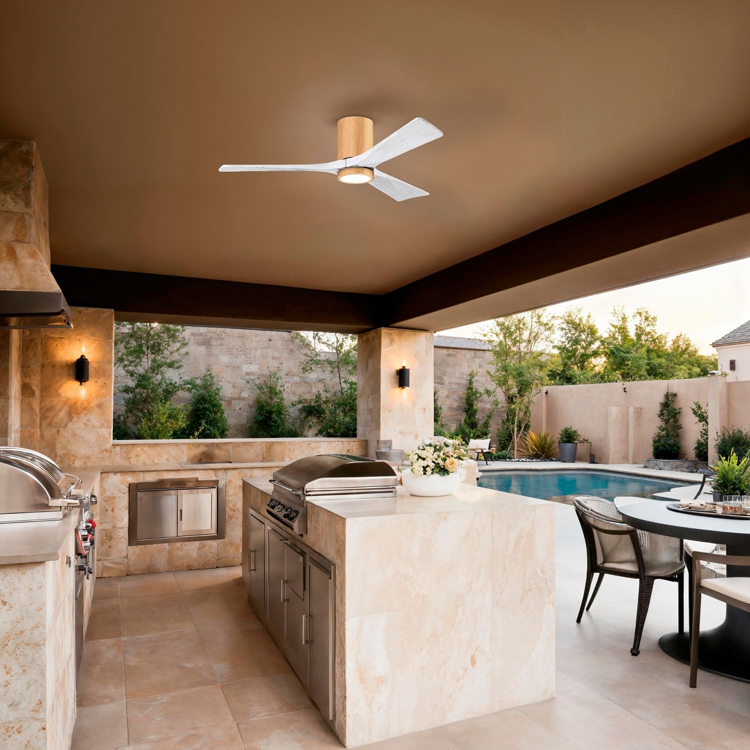 52" Irene-3HLK Light Maple and Matte White Ceiling Fan