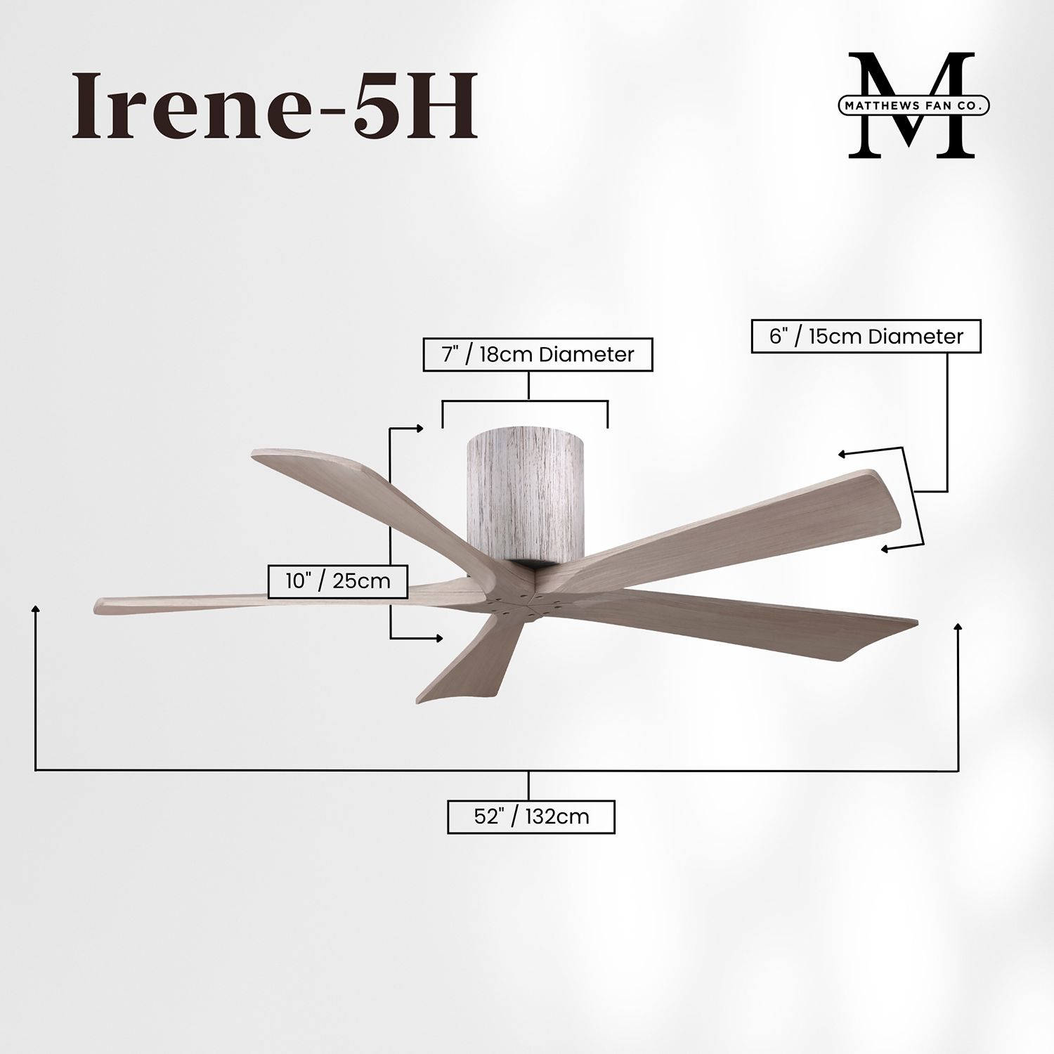 52" Irene-5H Barnwood and Gray Ash Ceiling Fan