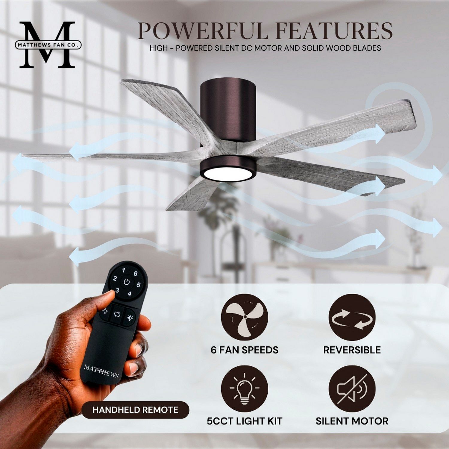 Image 6 52" Irene-5HLK Brushed Bronze and Barn Wood LED Ceiling Fan more views