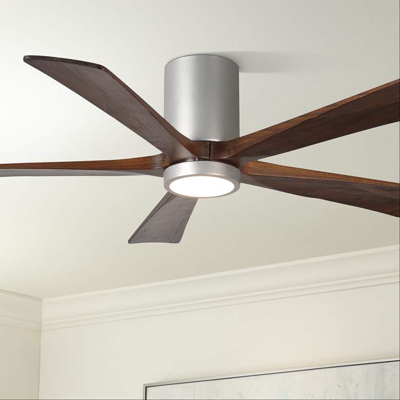 Image 1 52" Irene-5HLK Brushed Nickel and Walnut LED Ceiling Fan