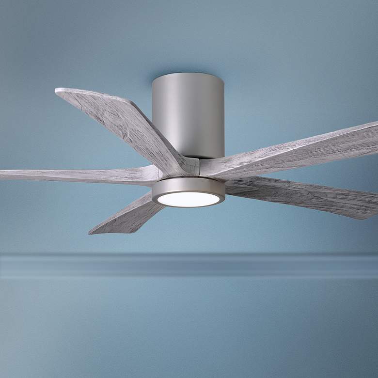 Image 1 52 inch Irene-5HLK Brushed Nickel LED Damp Hugger Ceiling Fan with Remote