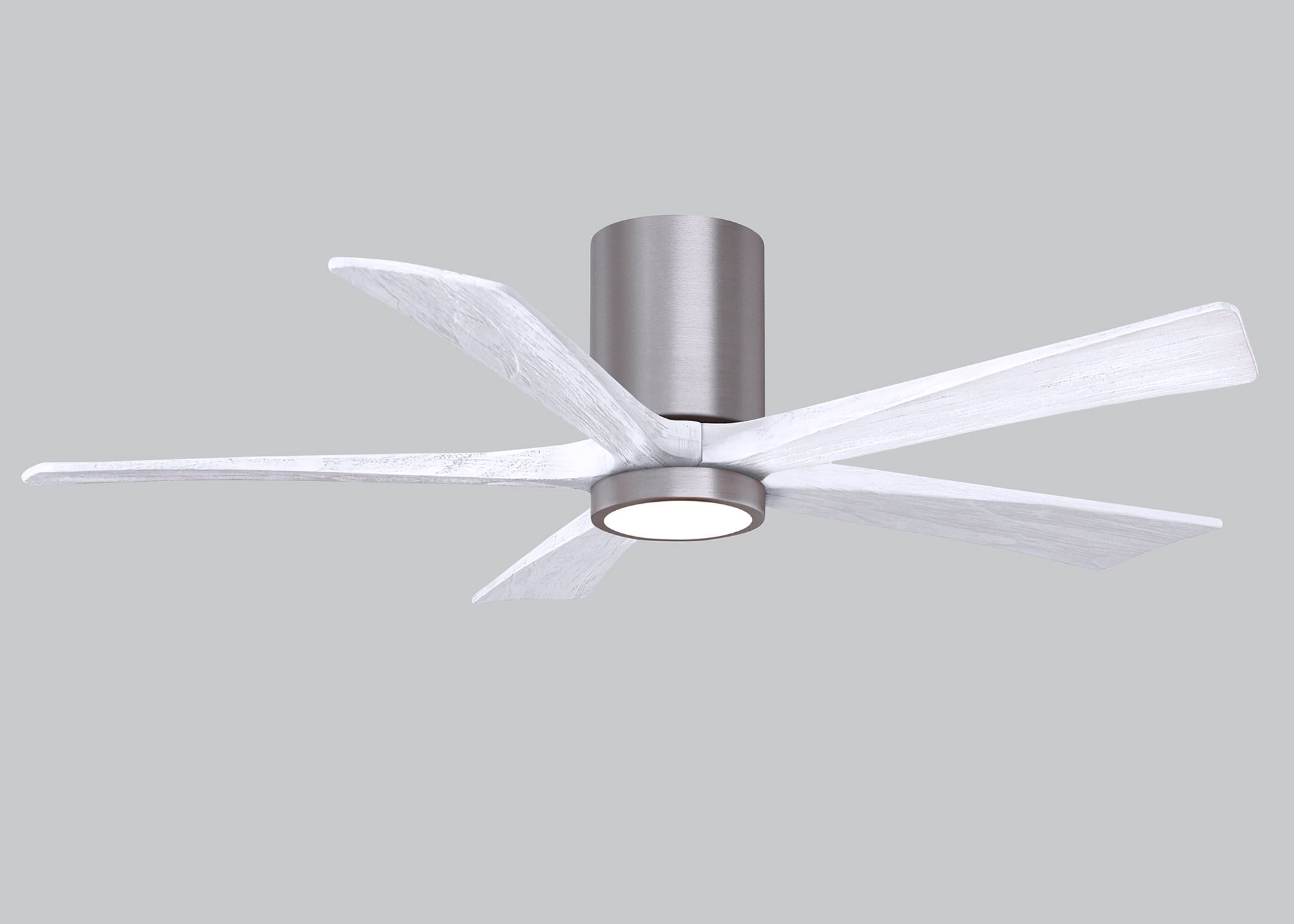 52" Irene-5HLK Brushed Pewter and Matte White Ceiling Fan