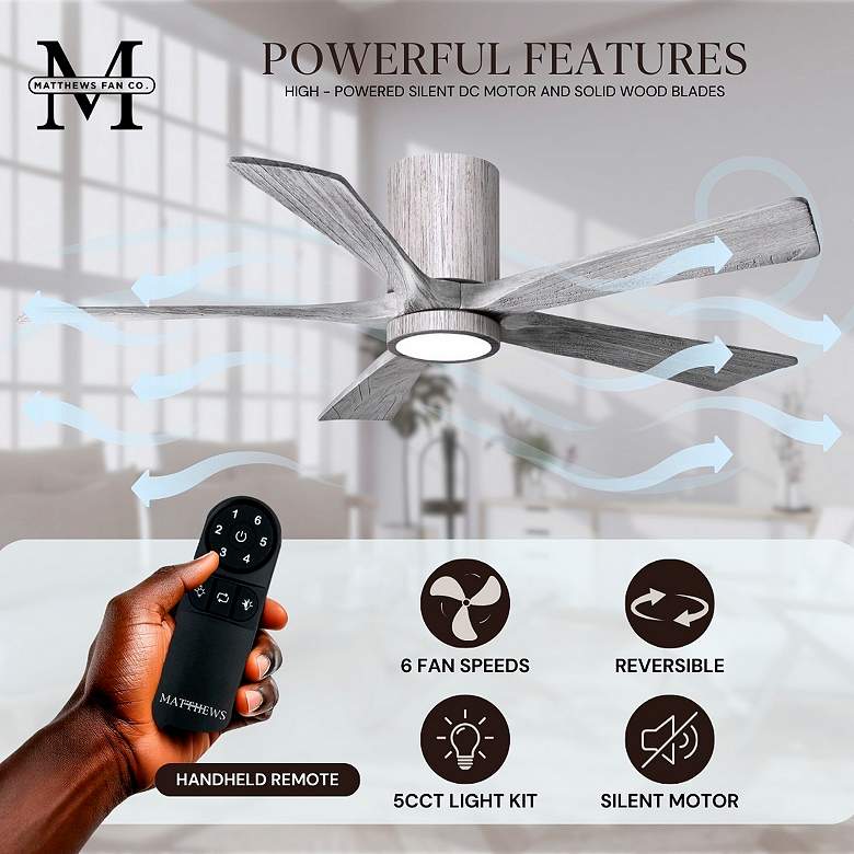 Image 6 52" Irene-5HLK LED Damp Barnwood Hugger Ceiling Fan with Remote more views