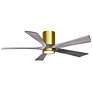 52" Irene-5HLK LED Damp Brass and Barn Wood Ceiling Fan with Remote