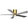 52" Irene-5HLK LED Damp Brass and Barn Wood Ceiling Fan with Remote