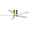 52" Irene-5HLK LED Damp Brass Matte White Ceiling Fan with Remote