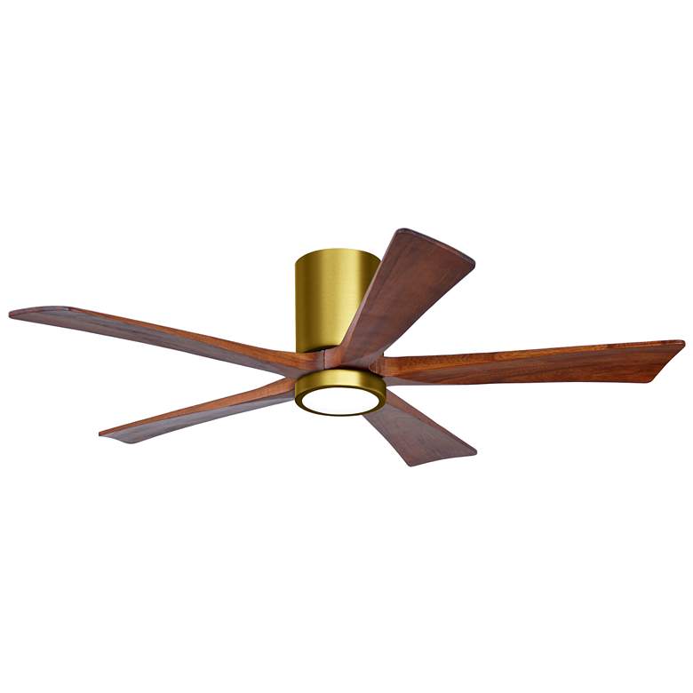 Image 1 52" Irene-5HLK LED Damp Brushed Brass Walnut Ceiling Fan with Remote