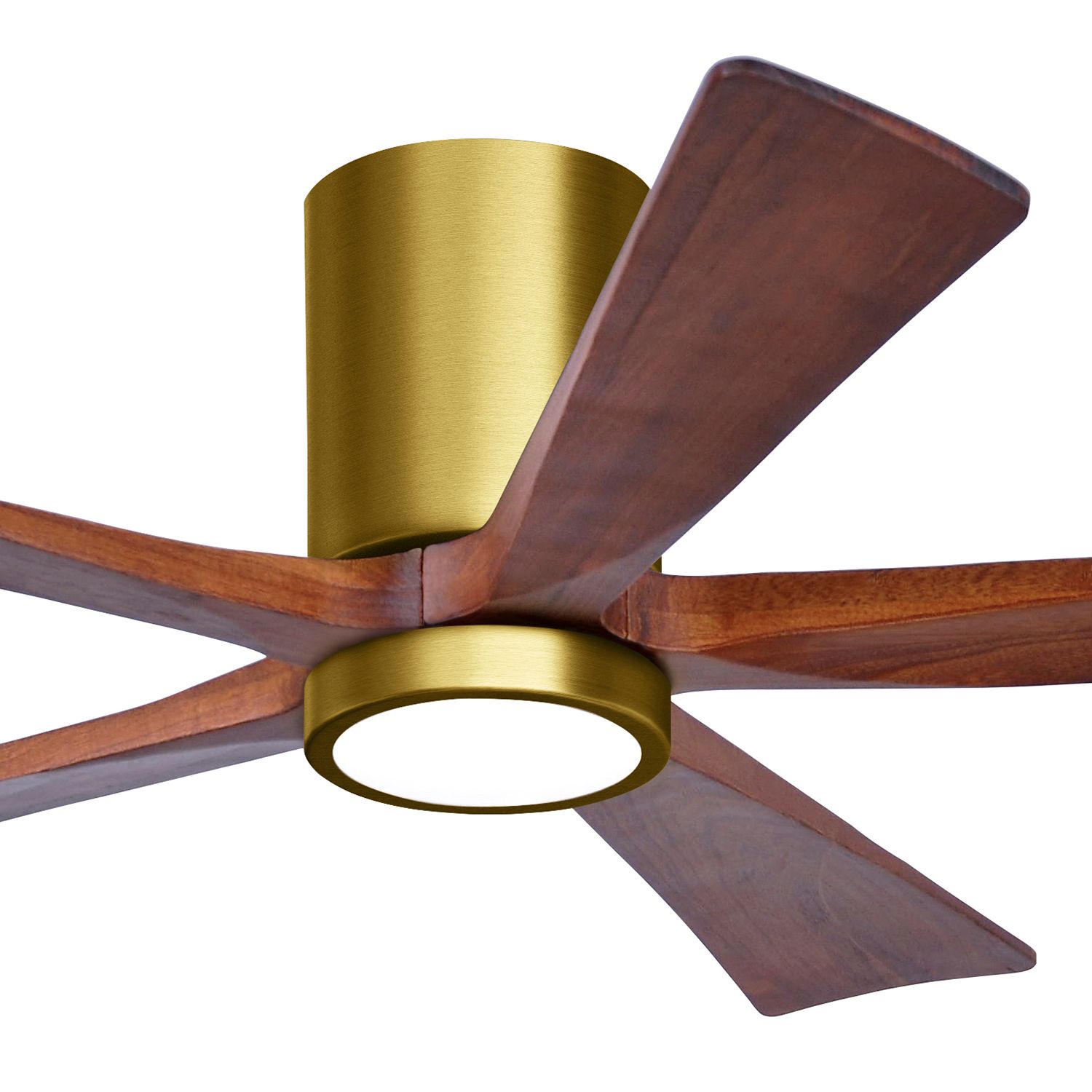 Image 2 52" Irene-5HLK LED Damp Brushed Brass Walnut Ceiling Fan with Remote more views