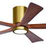 2_52" Irene-5HLK LED Damp Brushed Brass Walnut Ceiling Fan with Remote more views