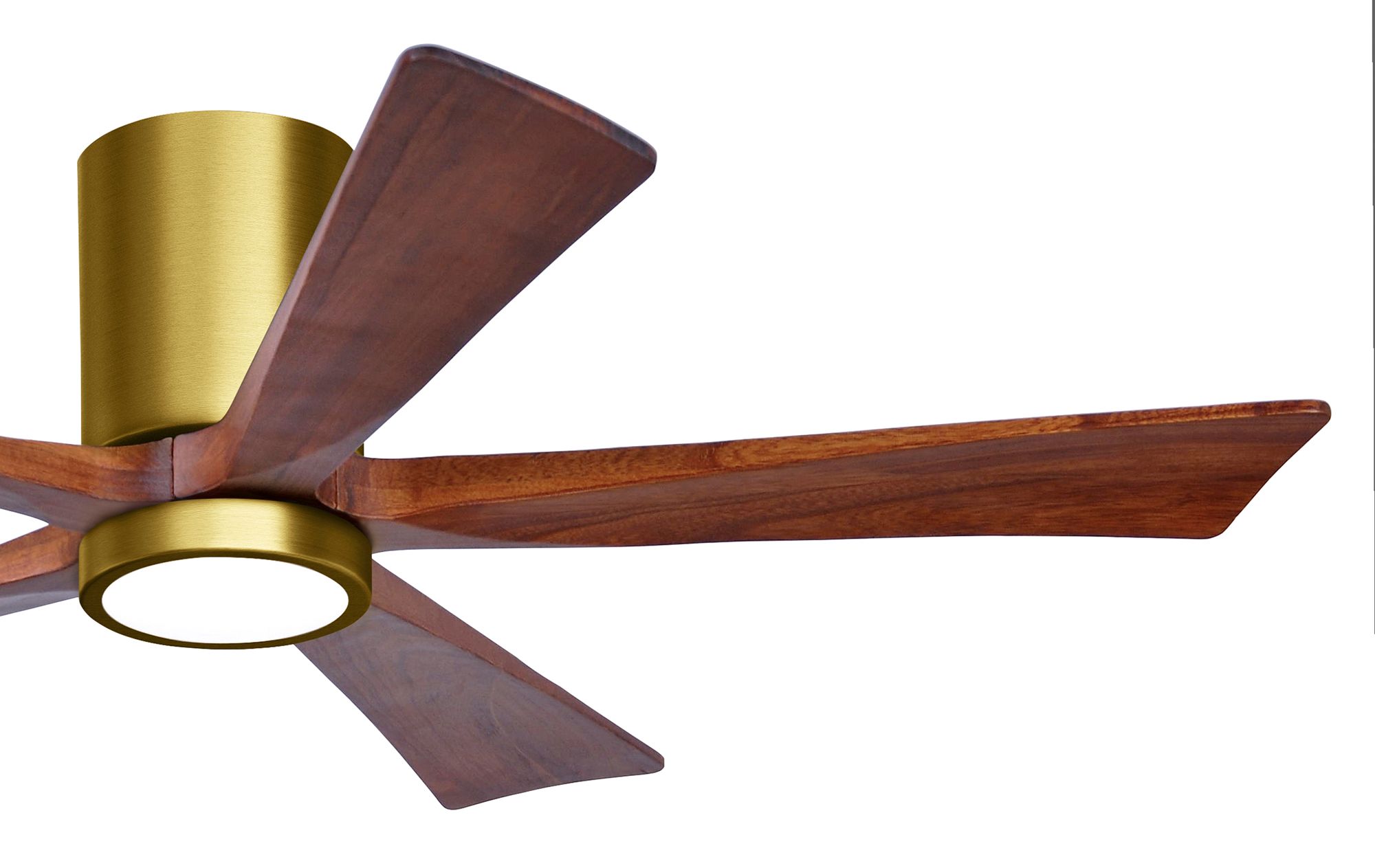 Image 3 52" Irene-5HLK LED Damp Brushed Brass Walnut Ceiling Fan with Remote more views