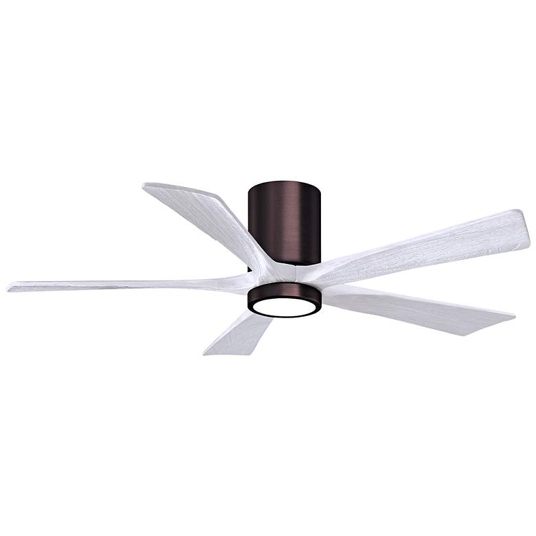 Image 1 52" Irene-5HLK LED Damp Brushed Bronze White Ceiling Fan with Remote