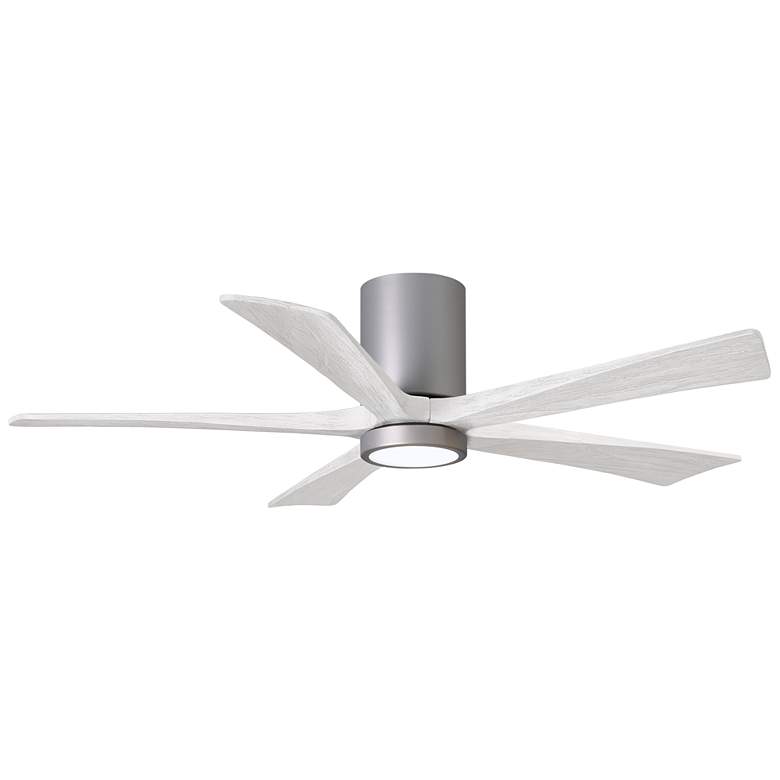 Image 1 52 inch Irene-5HLK LED Damp Brushed Nickel White Ceiling Fan with Remote