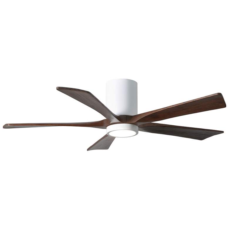Image 1 52" Irene-5HLK LED Damp Gloss White and Walnut Ceiling Fan with Remote