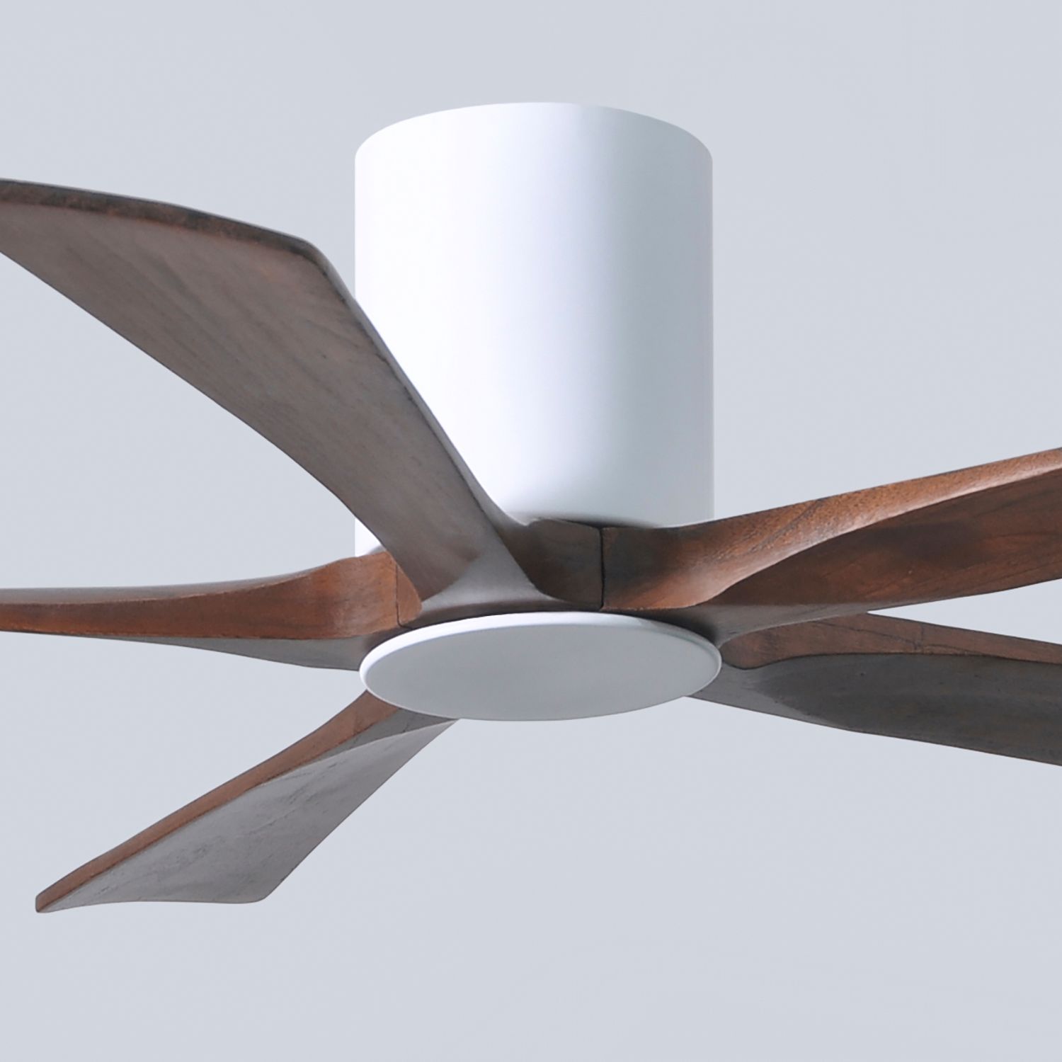 52" Irene-5HLK LED Damp Gloss White and Walnut Ceiling Fan with Remote
