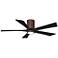 52" Irene-5HLK LED Damp Walnut and Matte Black Ceiling Fan with Remote
