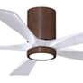 52" Irene-5HLK LED Damp Walnut and Matte White Ceiling Fan with Remote