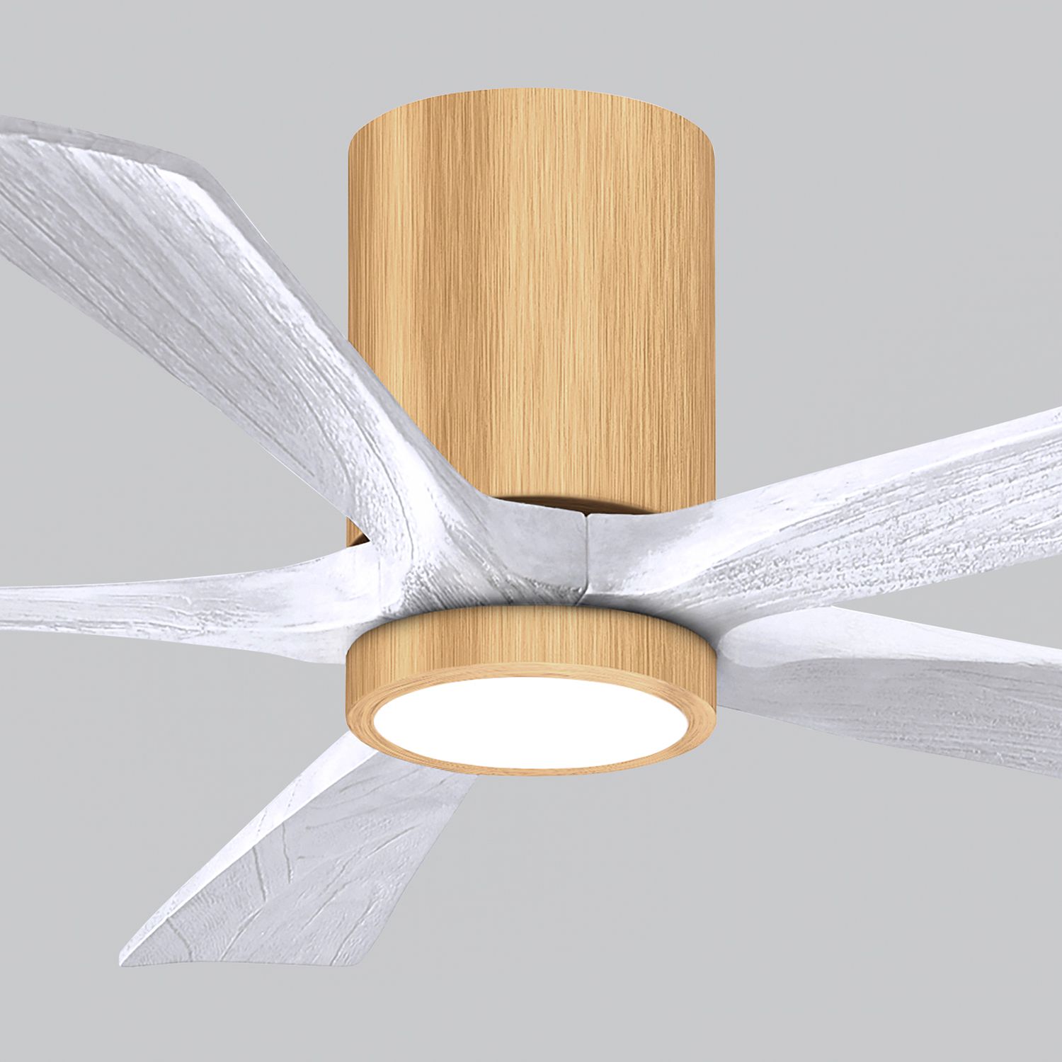 52" Irene-5HLK Light Maple and Matte White Ceiling Fan