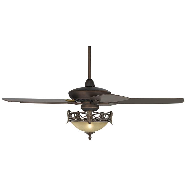 Image 2 52" Journey Bronze Acanthus Scavo Glass LED Ceiling Fan with Remote