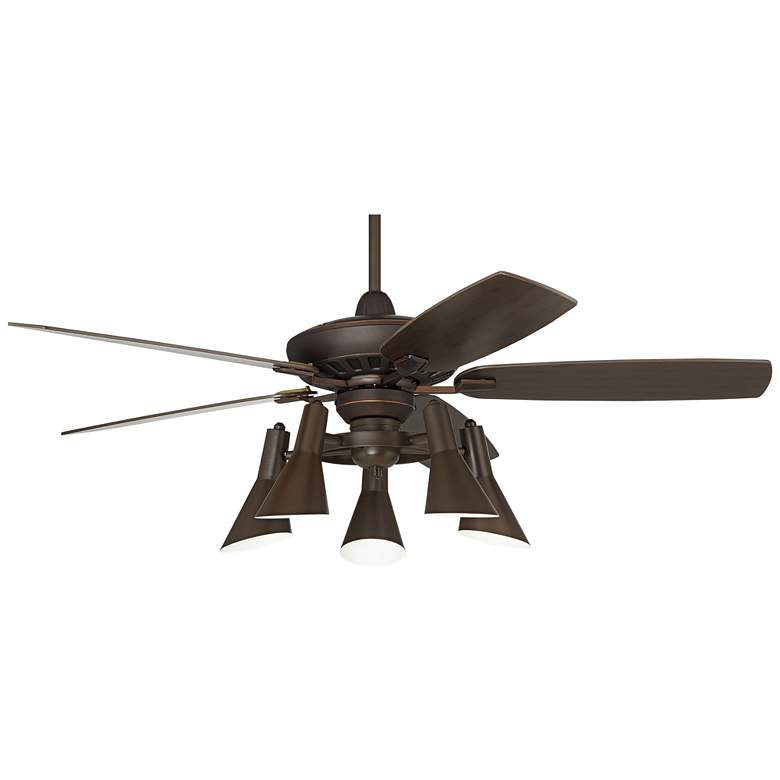 Image 2 52 inch Journey Bronze Modern Retro 5-Light LED Ceiling Fan with Remote