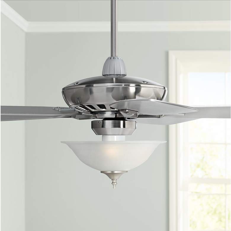 Image 1 52 inch Journey Brushed Nickel Alabaster Glass LED Ceiling Fan with Remote