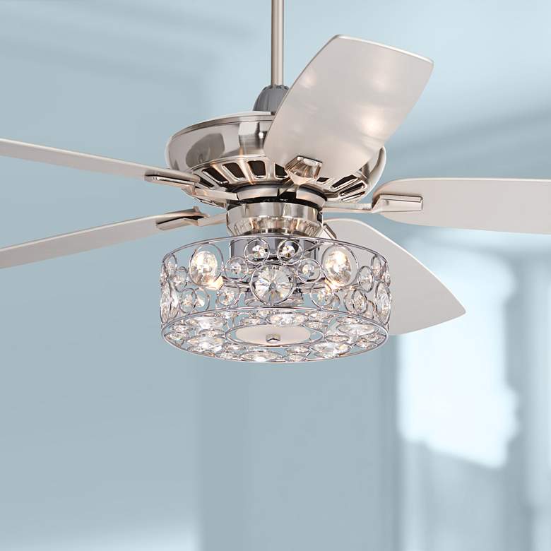 Image 1 52" Journey Brushed Nickel Crystal Circles LED Ceiling Fan