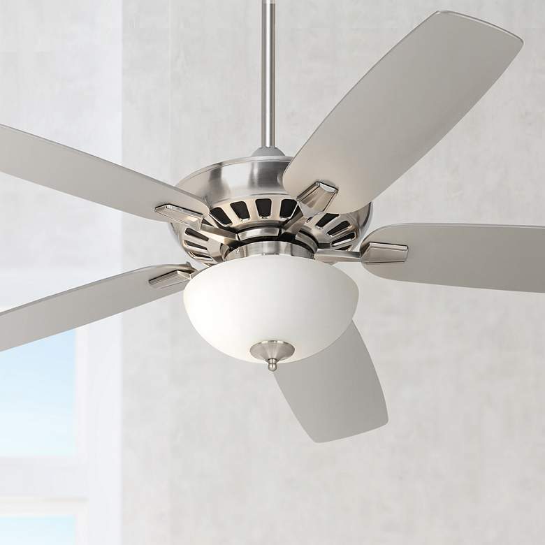 Image 1 52" Journey Brushed Nickel White Glass Bowl LED Ceiling Fan
