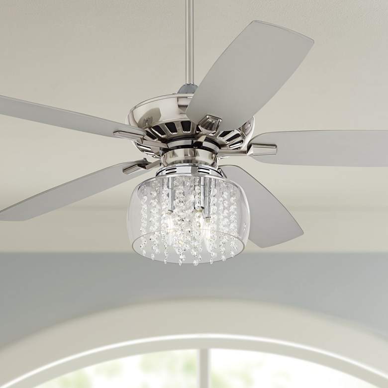 Image 1 52" Journey Nickel Crystal Rainfall LED Ceiling Fan with Remote