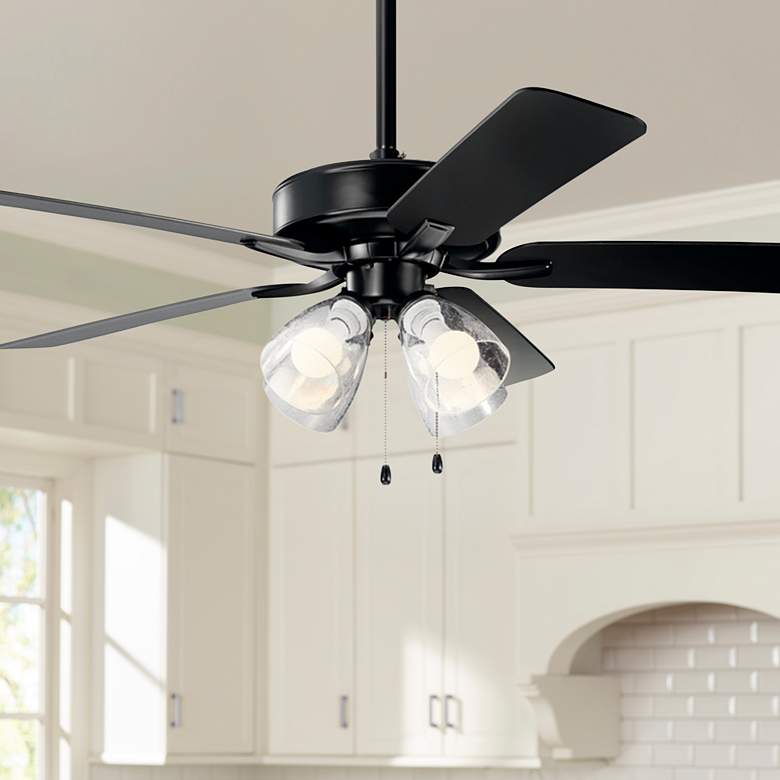 Image 1 52 inch Kichler Basics Pro Black Clear Glass LED Ceiling Fan