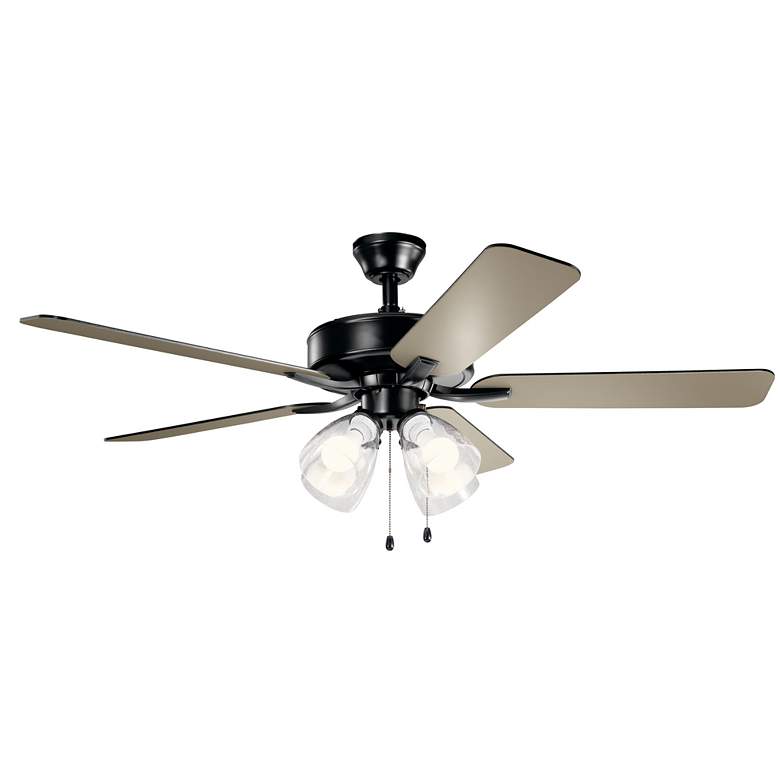 Image 3 52" Kichler Basics Pro Black Clear Glass LED Ceiling Fan more views
