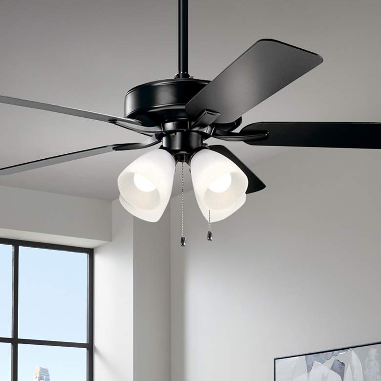 Image 1 52 inch Kichler Basics Pro Black Opal Glass LED Ceiling Fan